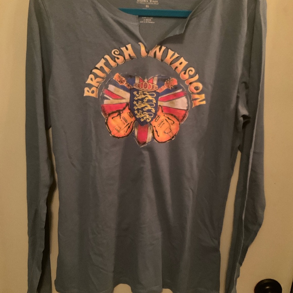 British Invasion Blue Long Sleeve Shirt New Without Tag Size XL